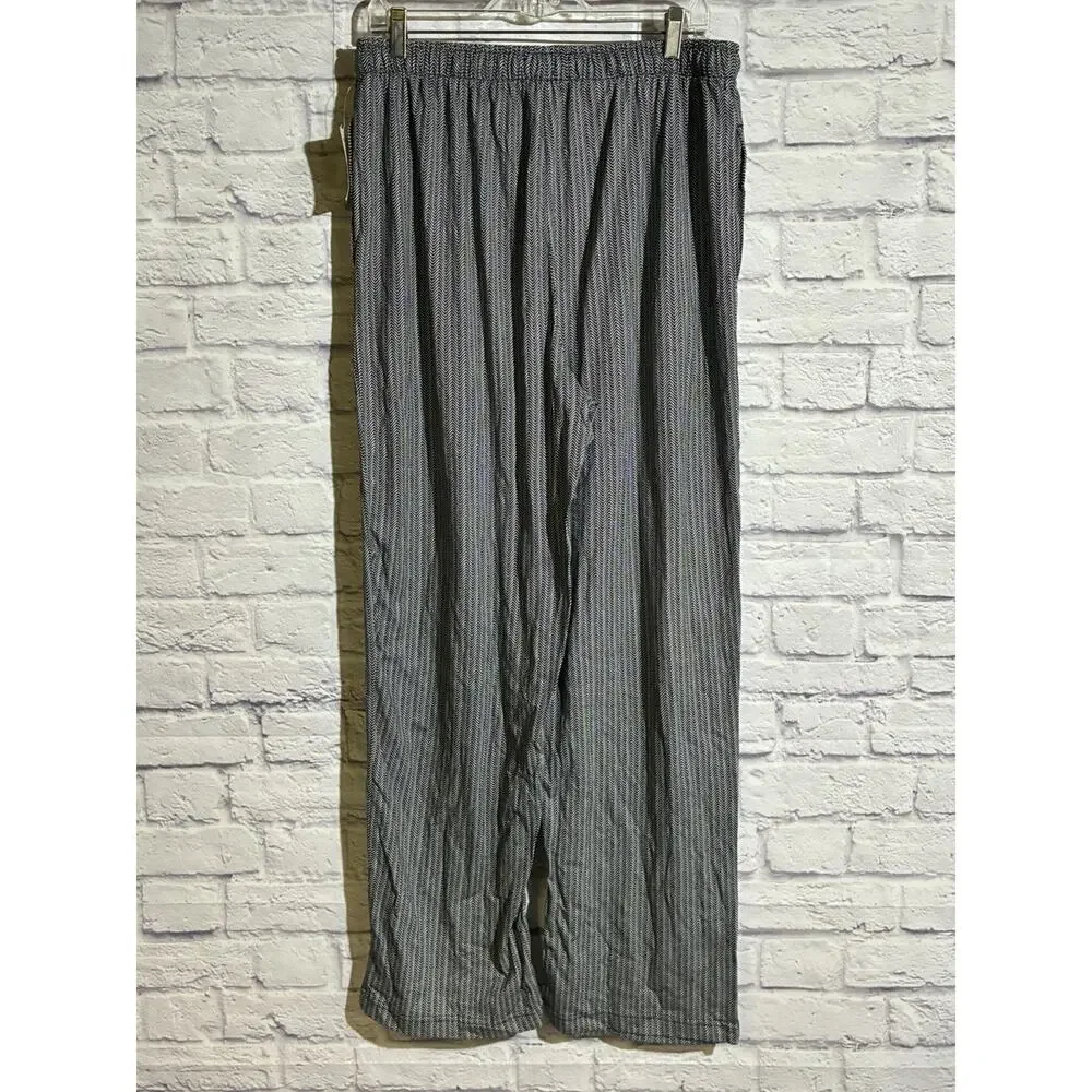Croft & Barrow Men’s Large Lounge Pants NWT Black Herringbone Cotton Drawstring